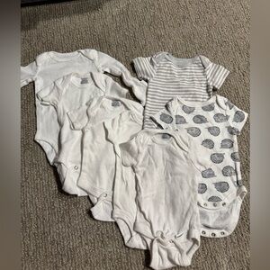 7pc White and Gray Baby Onesie bundle